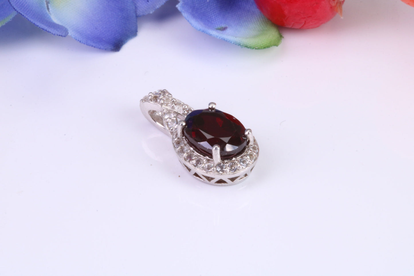 Sterling Silver Garnet and C Z set Necklace