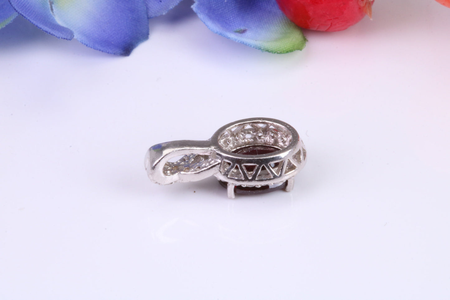 Sterling Silver Garnet and C Z set Pendant