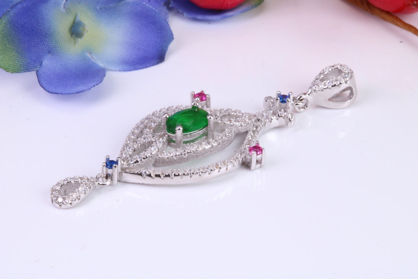 Large Dressy Sterling Silver C Z set Necklace