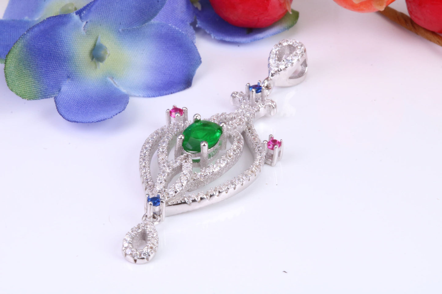 Large Dressy Sterling Silver C Z set Necklace