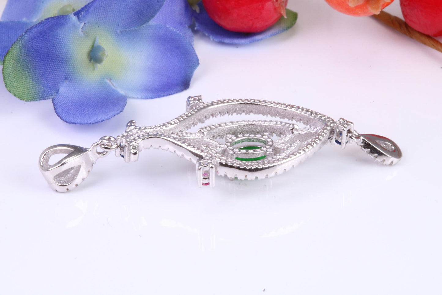 Large Dressy Sterling Silver C Z set Necklace