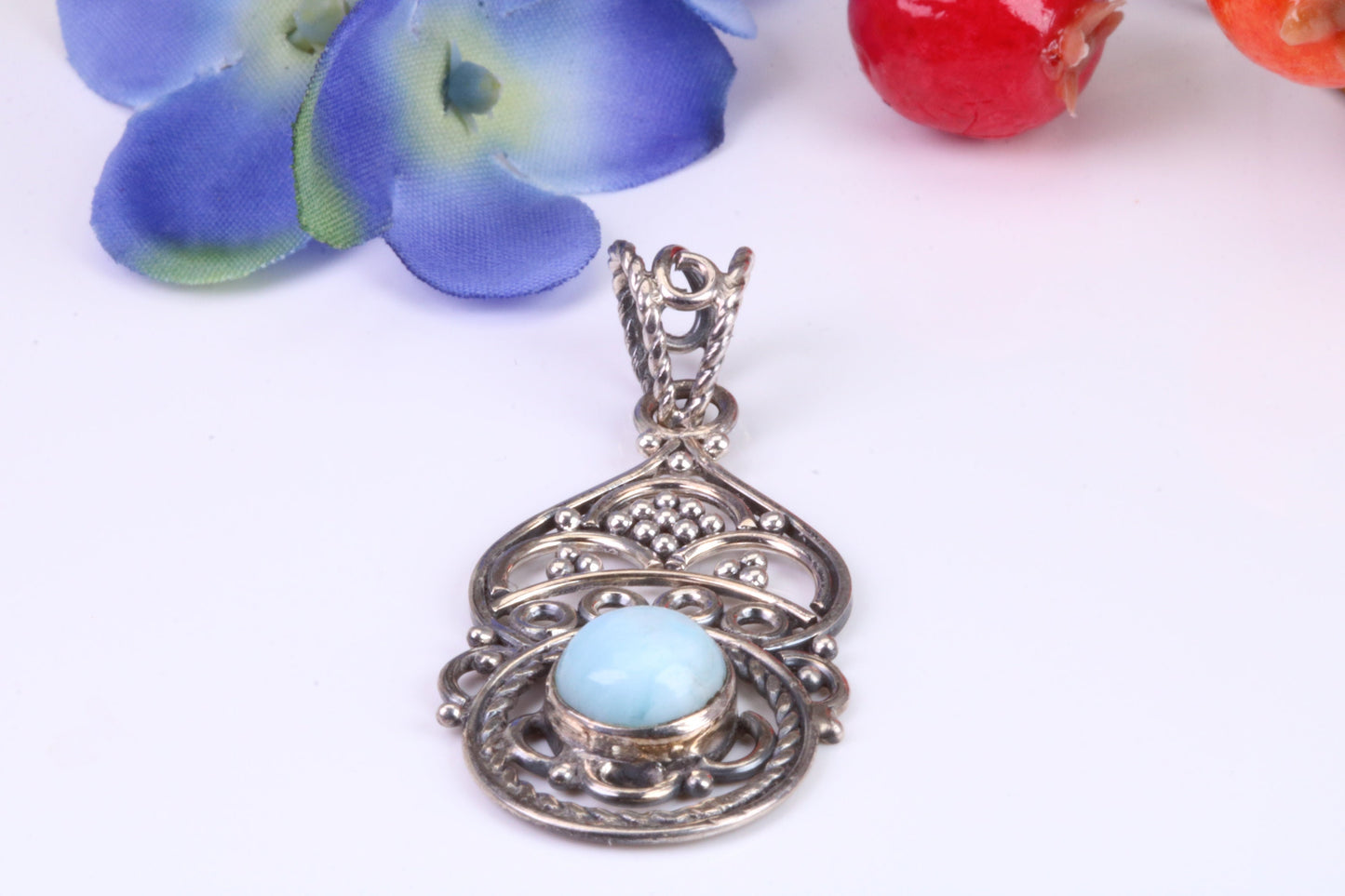 Blue Agate Necklace set in Sterling Silver