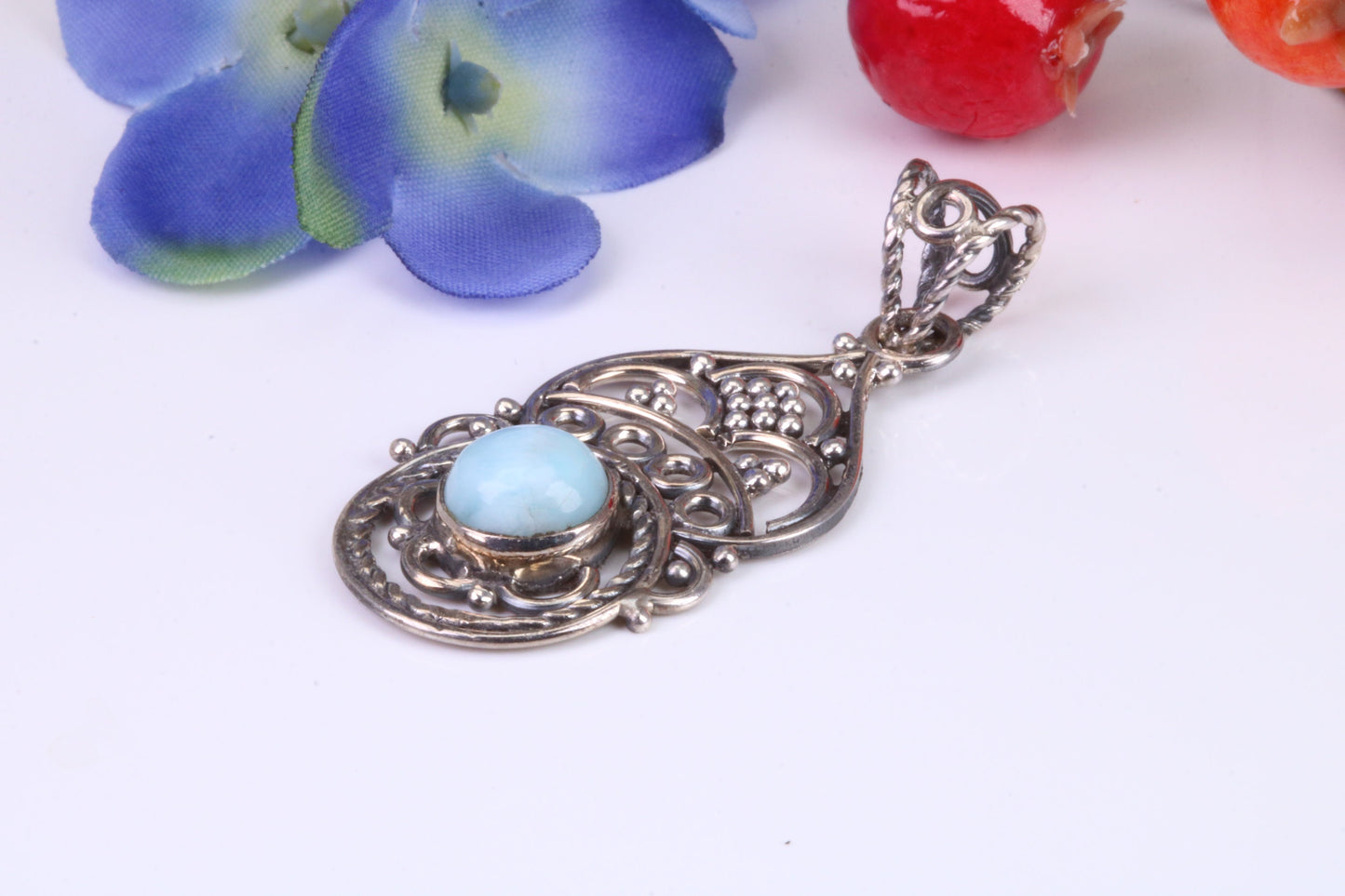 Blue Agate Necklace set in Sterling Silver