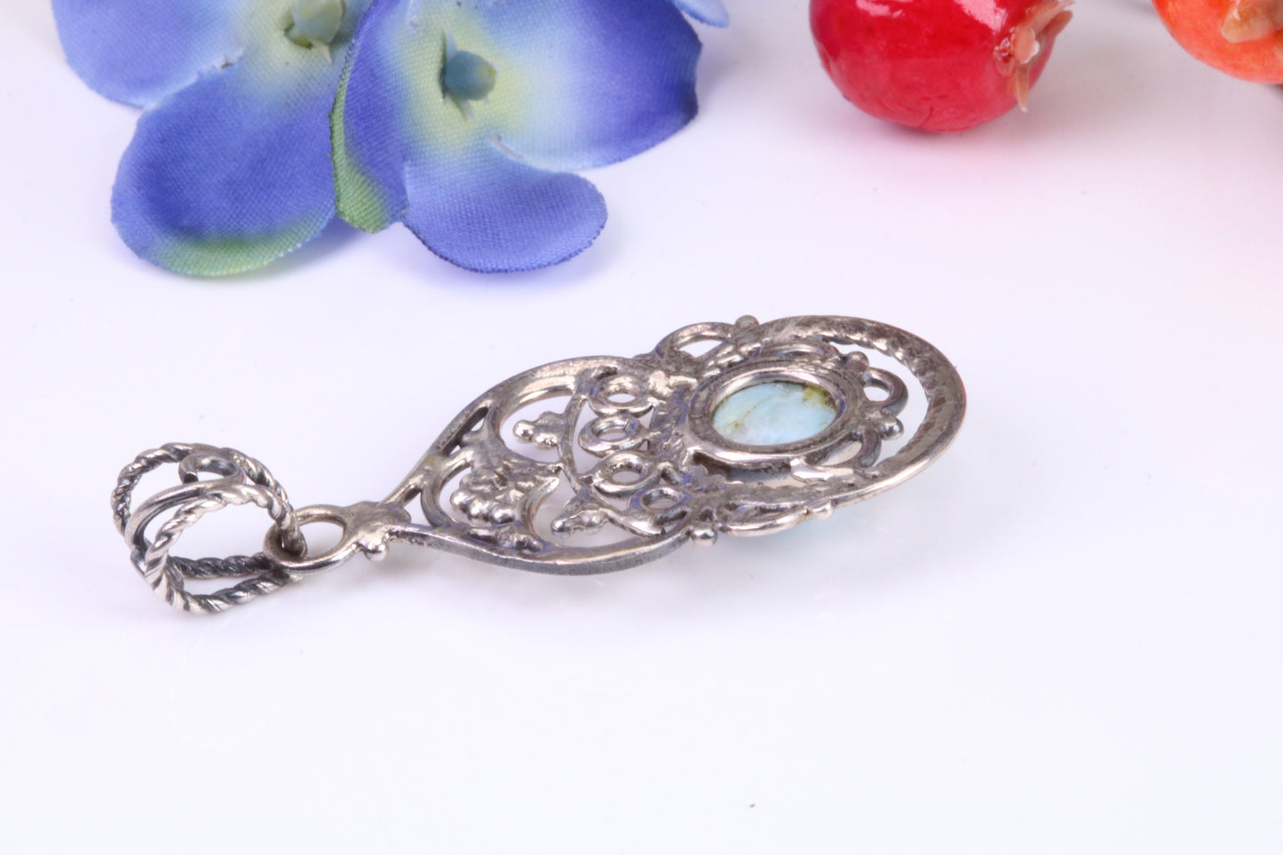 Blue Agate Necklace set in Sterling Silver
