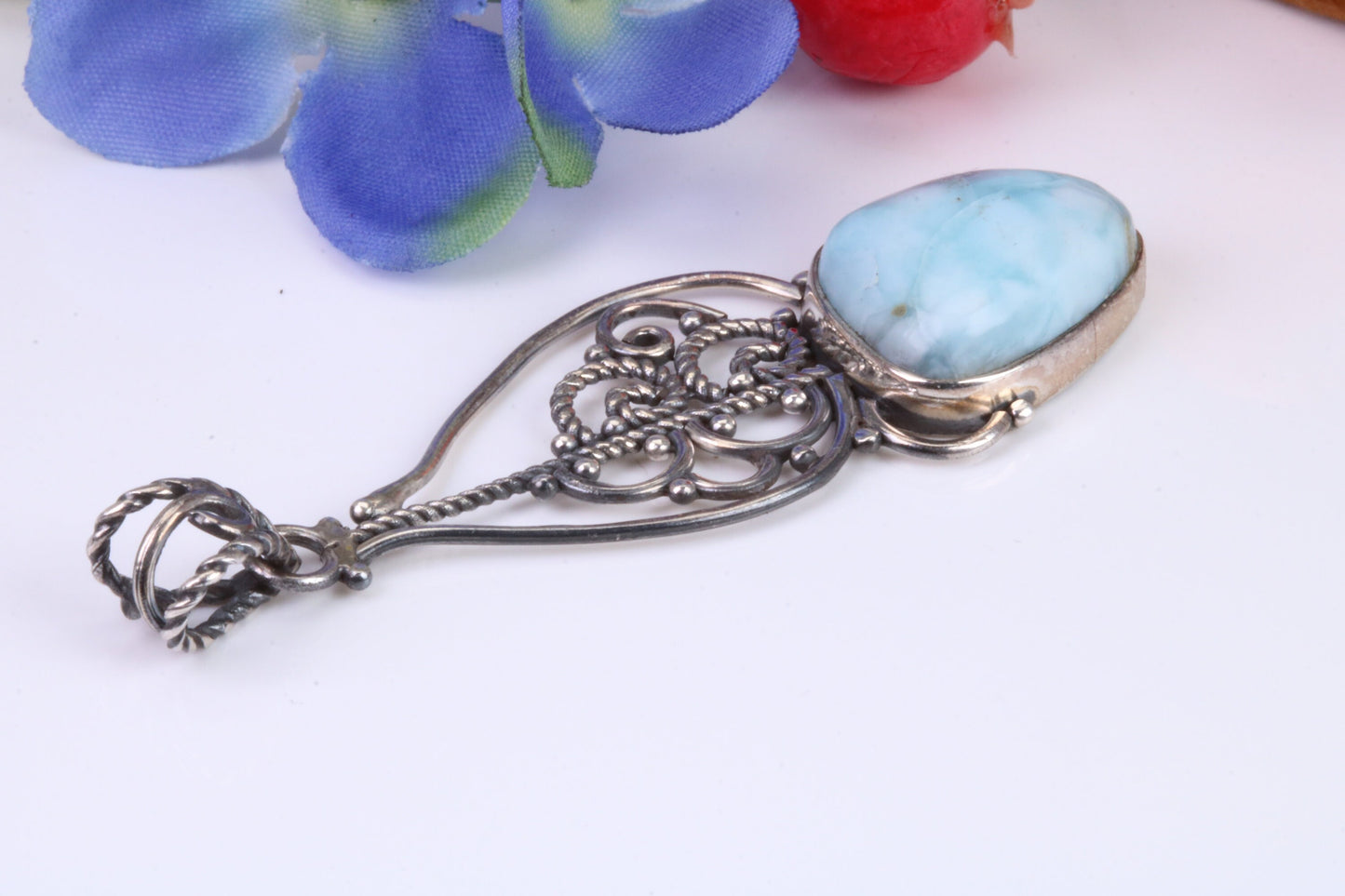 Sterling Silver Blue Agate Pendant