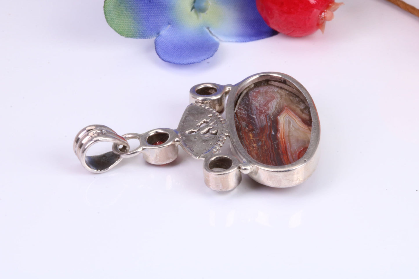 Large Multi Gemstones Necklace in Sterling Silver