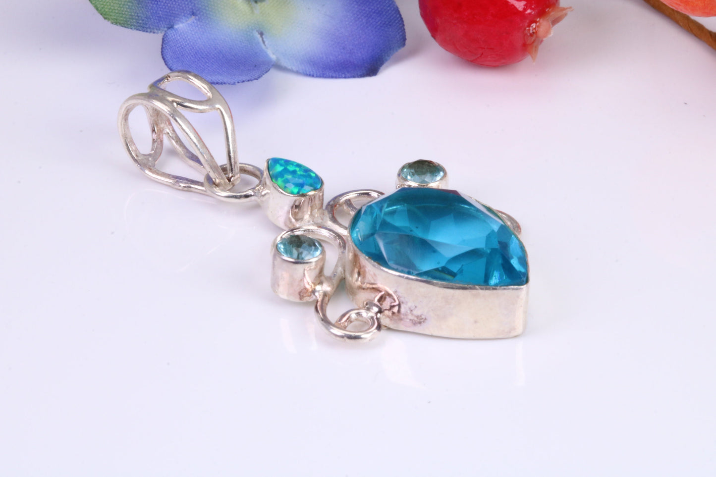 Sterling Silver Topaz and Opal Necklace