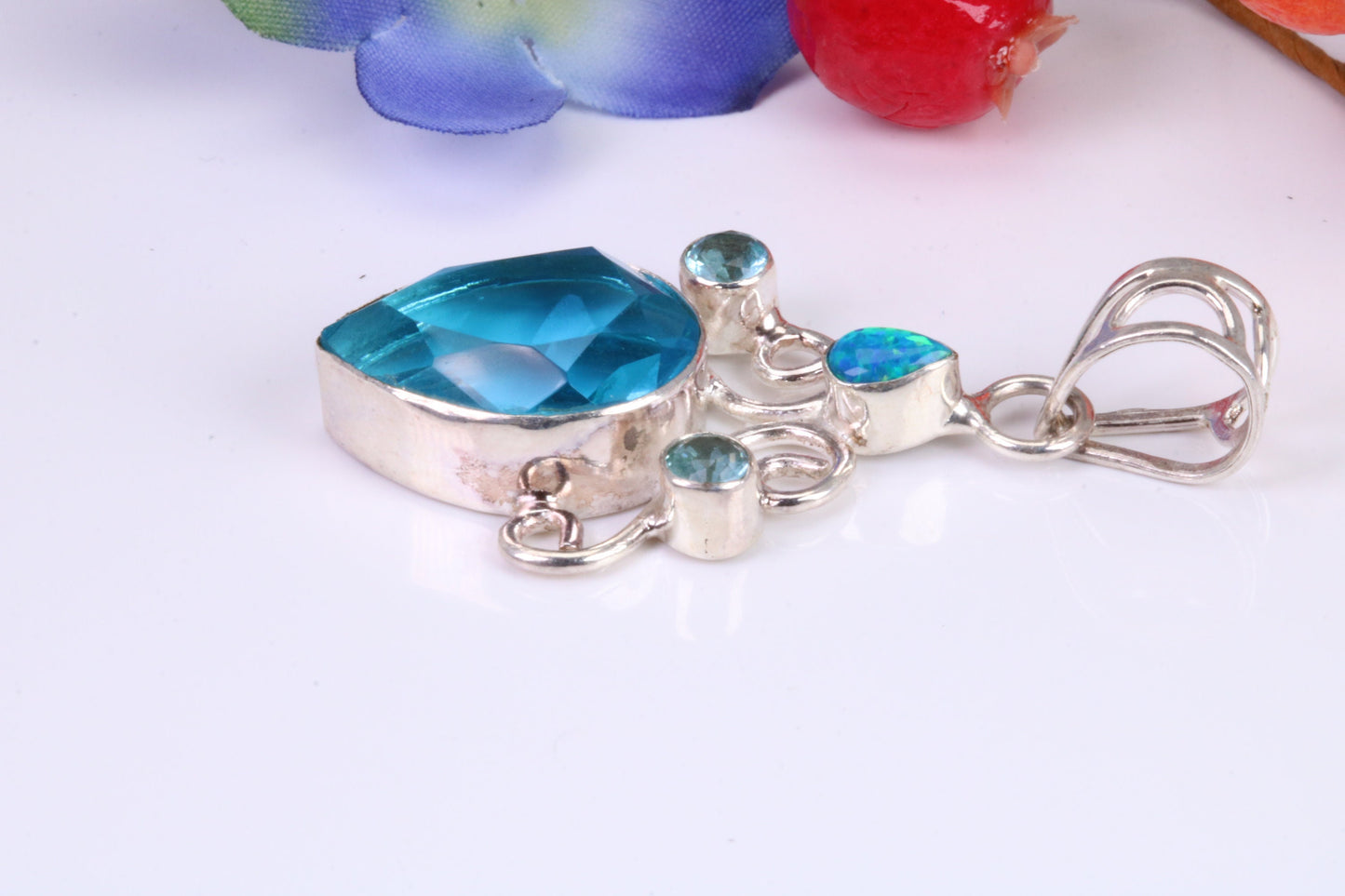 Sterling Silver Topaz and Opal Necklace