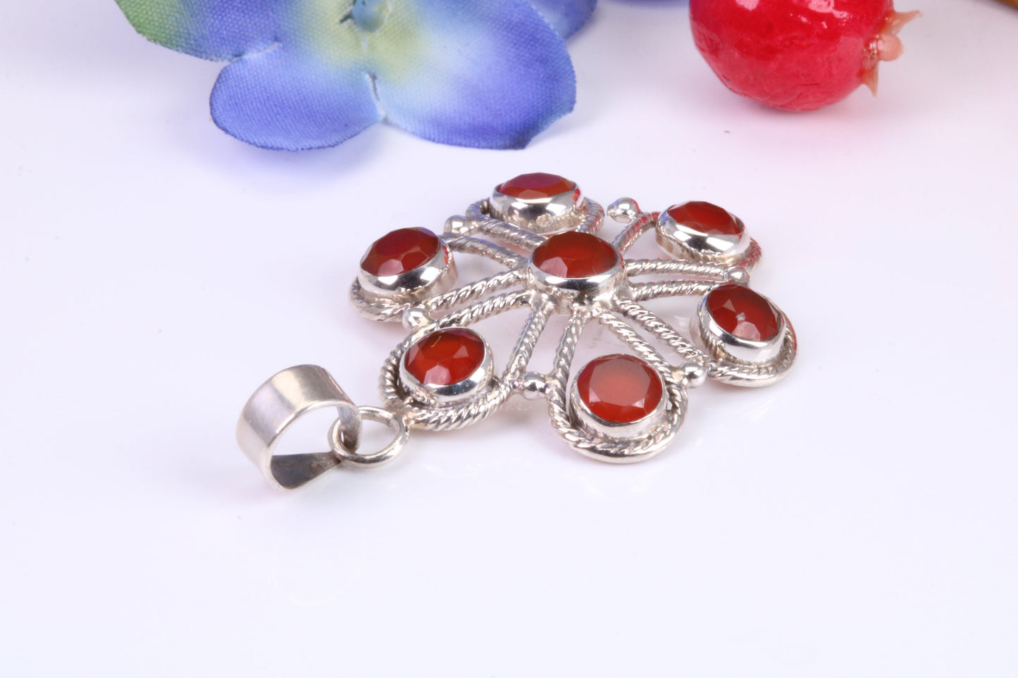 Real Ruby set Chakra Pendant set in Sterling Silver