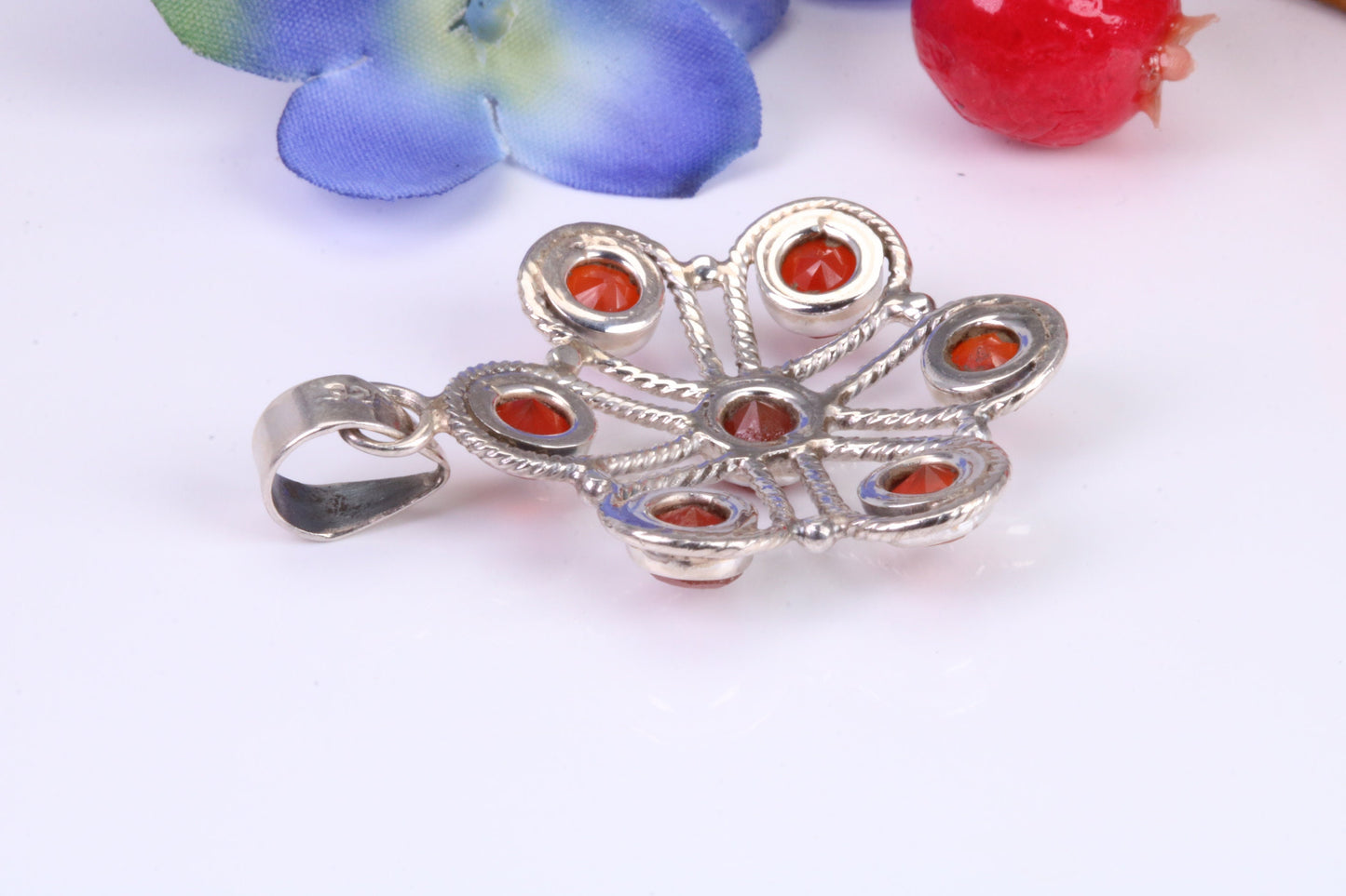 Real Ruby set Chakra Pendant set in Sterling Silver