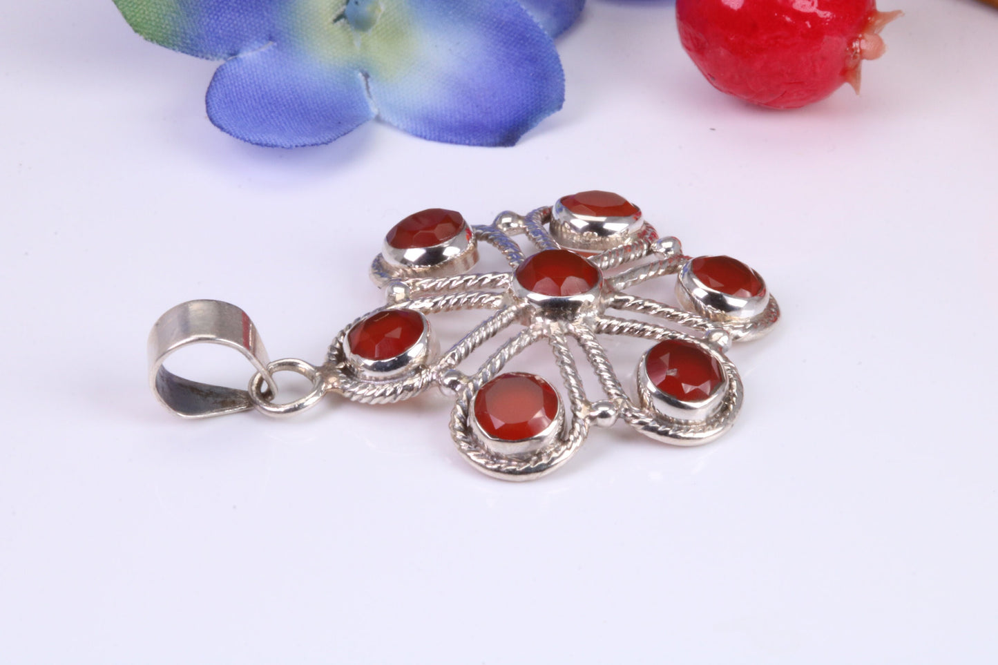 Real Ruby set Chakra Pendant set in Sterling Silver