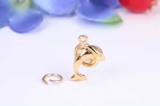 Dolphin Charm, Traditional Charm, Made from Solid Cast Yellow Gold, British Hallmarked