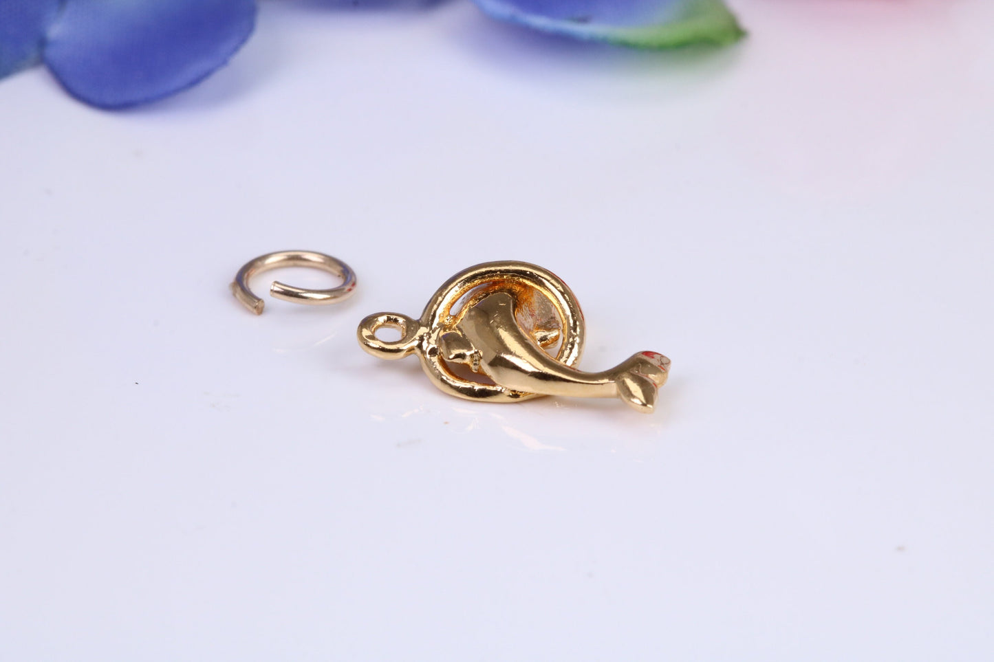 Dolphin Charm, Traditional Charm, Made from Solid Cast Yellow Gold, British Hallmarked