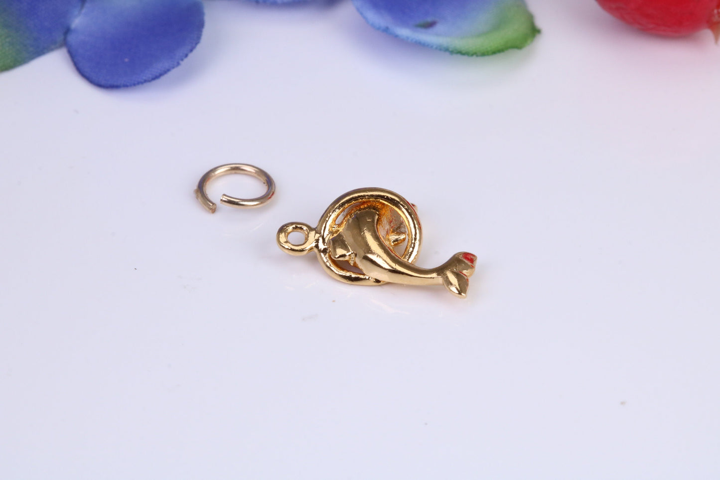 Dolphin Charm, Traditional Charm, Made from Solid Cast Yellow Gold, British Hallmarked