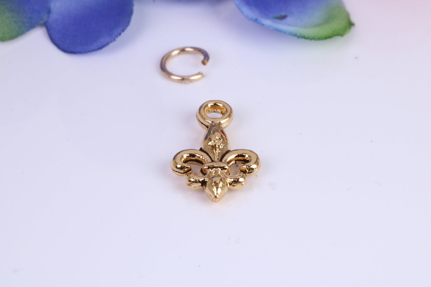 Fleur De Lis Charm, Made from Solid Cast Yellow Gold, British Hallmarked