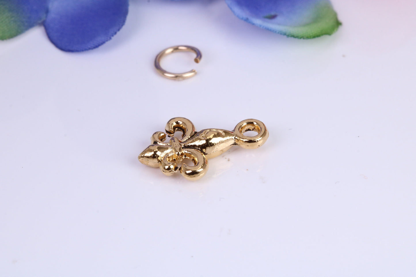 Fleur De Lis Charm, Made from Solid Cast Yellow Gold, British Hallmarked
