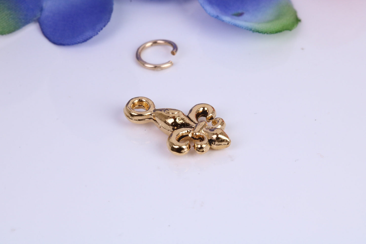 Fleur De Lis Charm, Made from Solid Cast Yellow Gold, British Hallmarked
