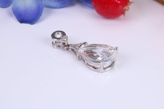 Natural White Topaz and C Z set Sterling Silver Pendant