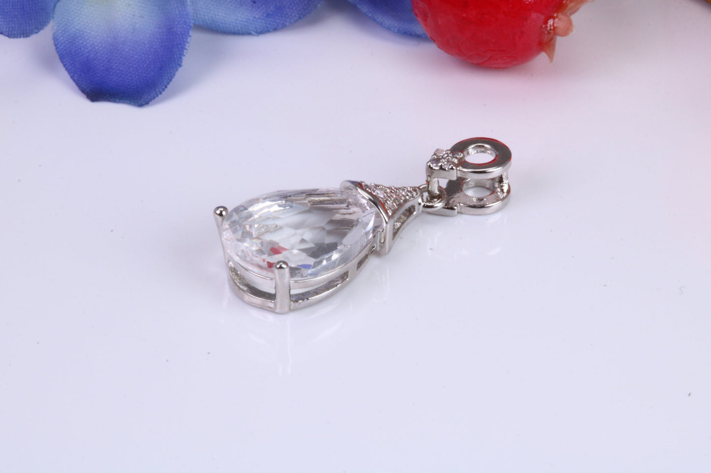Natural White Topaz and C Z set Sterling Silver Pendant