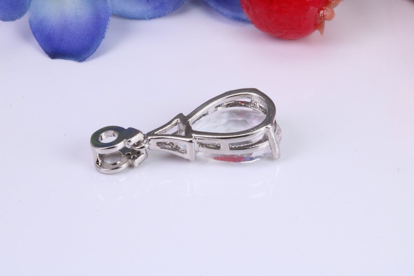 Natural White Topaz and C Z set Sterling Silver Pendant