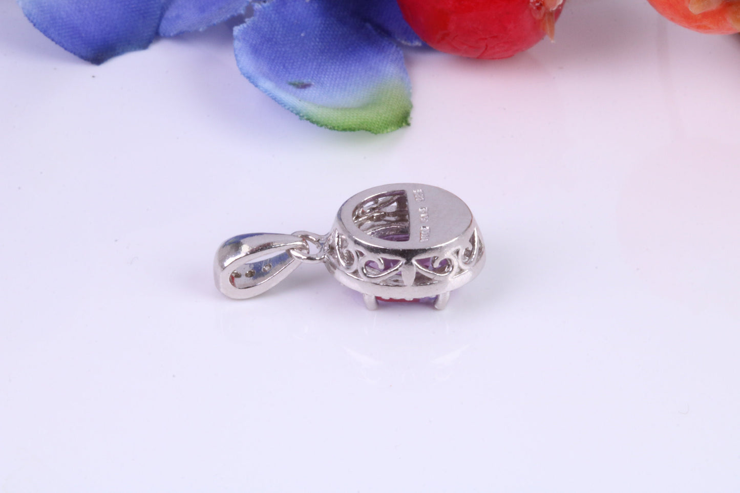 Dressy Sterling Silver Amethyst and C Z set Pendant