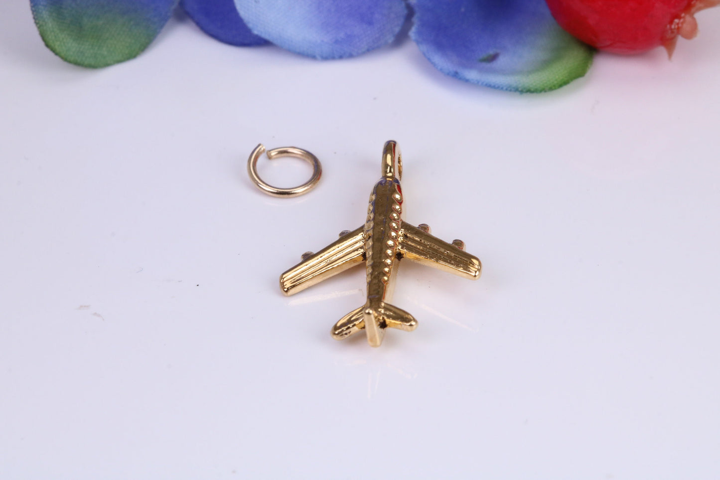Airplane Charm, Traditional Charm, Made from Solid Cast Yellow Gold, British Hallmarked