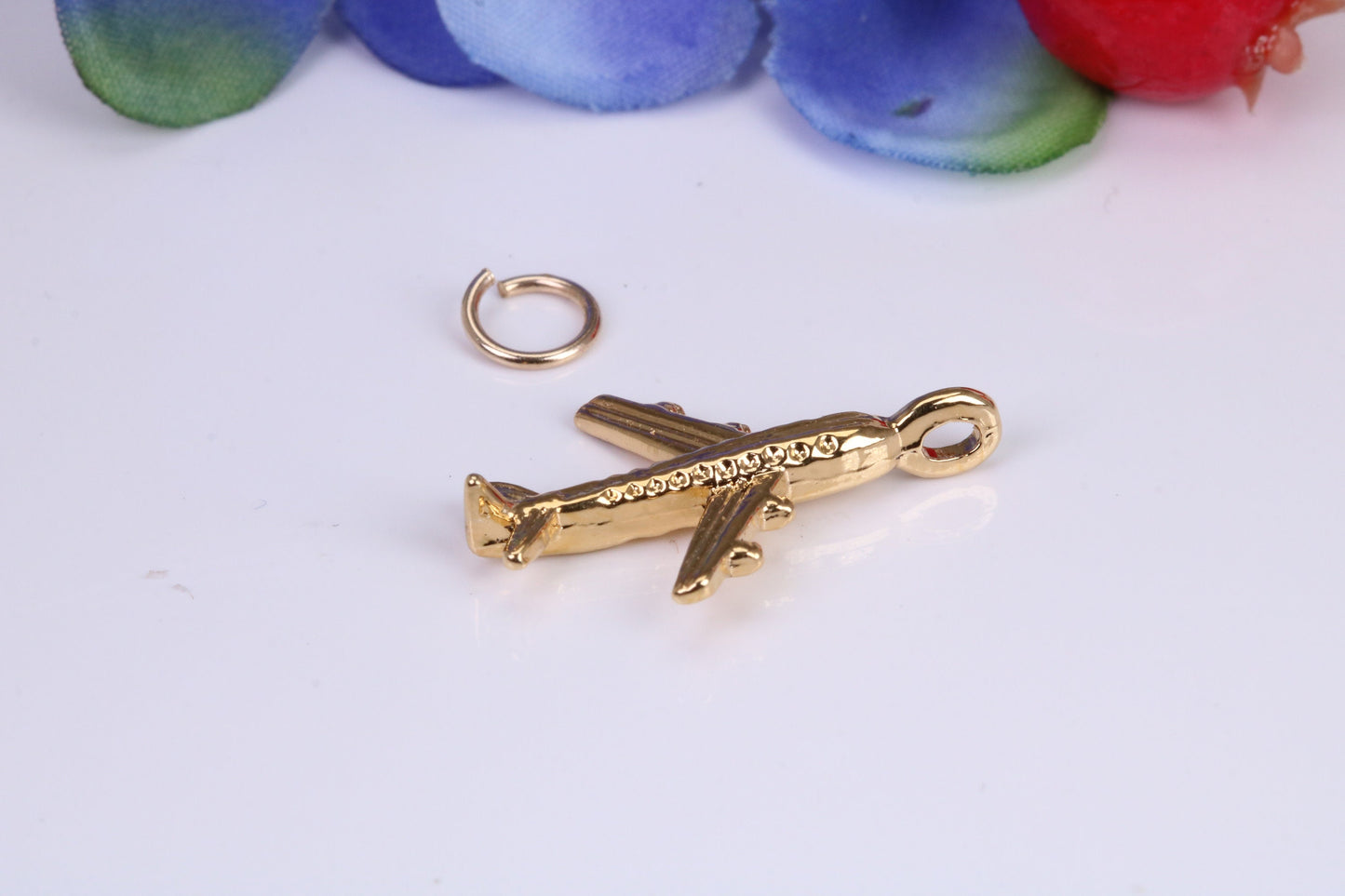 Airplane Charm, Traditional Charm, Made from Solid Cast Yellow Gold, British Hallmarked