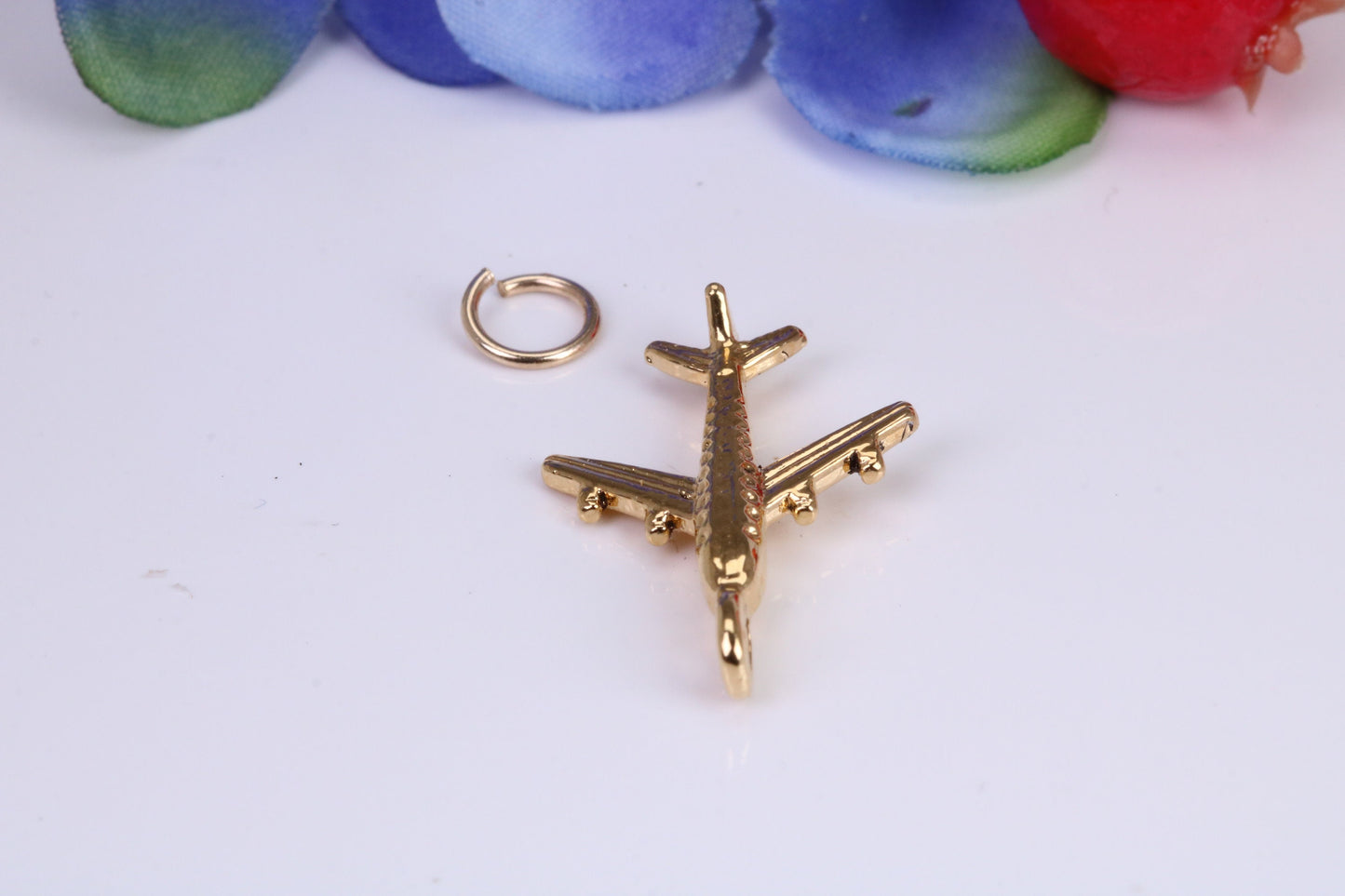 Airplane Charm, Traditional Charm, Made from Solid Cast Yellow Gold, British Hallmarked