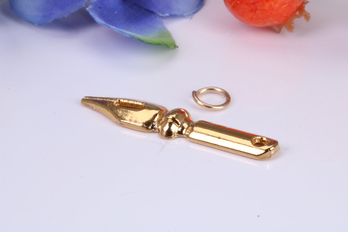 Fountain Pen Nib Charm, Traditional Charm, Made from Solid Cast Yellow Gold, British Hallmarked