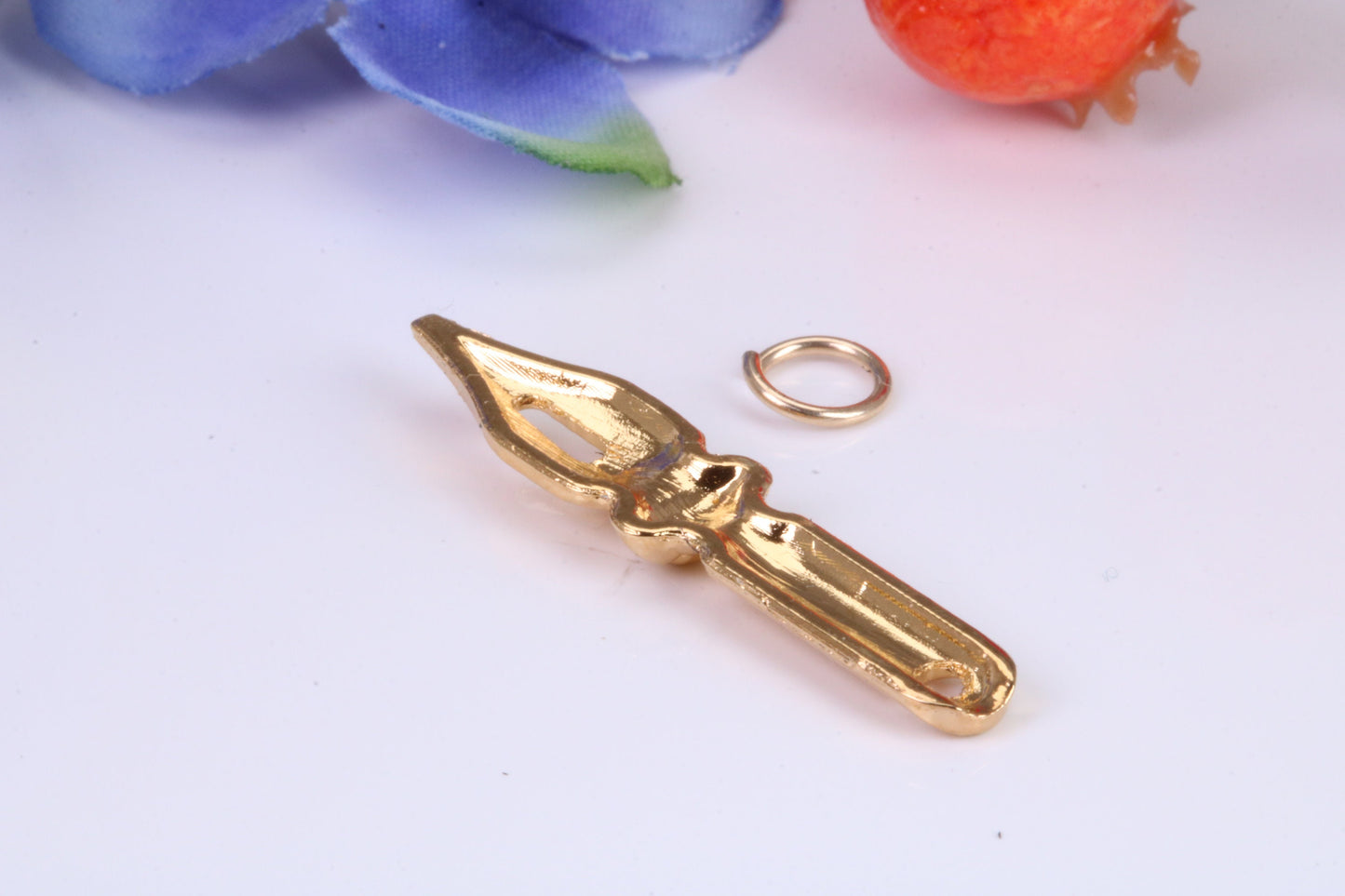 Fountain Pen Nib Charm, Traditional Charm, Made from Solid Cast Yellow Gold, British Hallmarked