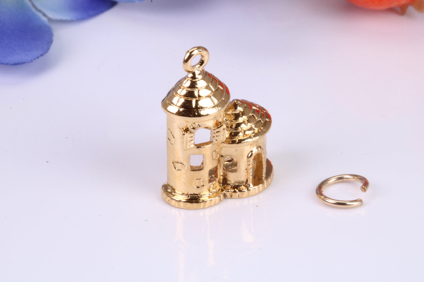 Castle Charm, Traditional Charm, Made from Solid Cast Yellow Gold, British Hallmarked