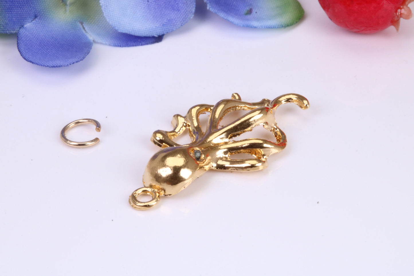 Octopus Charm, Traditional Charm, Made from Solid Cast Yellow Gold, British Hallmarked