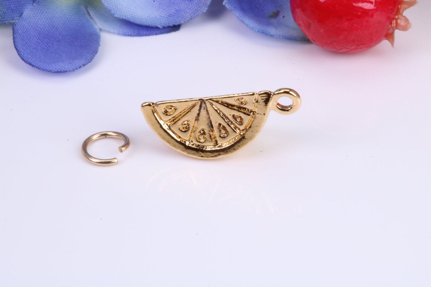 Slice of Orange Charm, Traditional Charm, Made from Solid Cast Yellow Gold, British Hallmarked