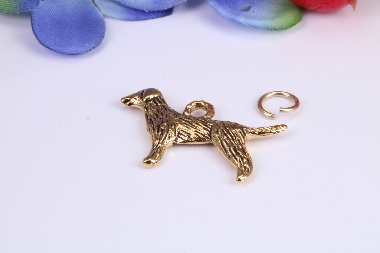 Pointer Dog Charm, Traditional Charm, Made from Solid Cast Yellow Gold, British Hallmarked