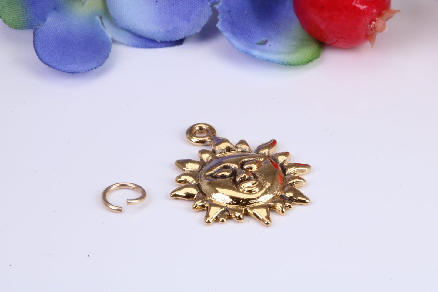 Sun Charm, Traditional Charm, Made from Solid Cast Yellow Gold, British Hallmarked