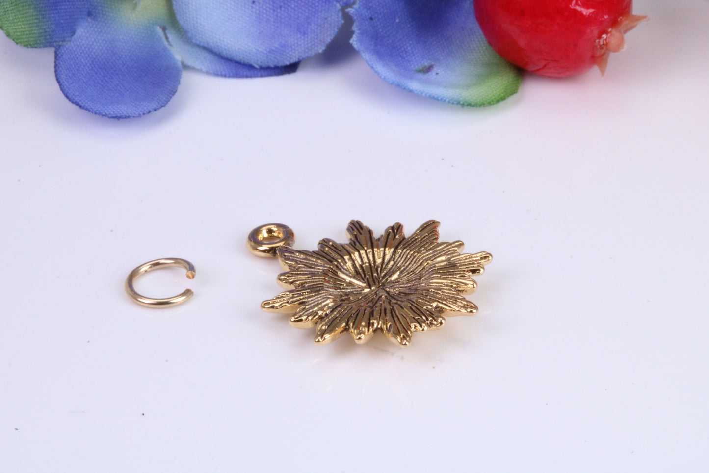 Sun Charm, Traditional Charm, Made from Solid Cast Yellow Gold, British Hallmarked