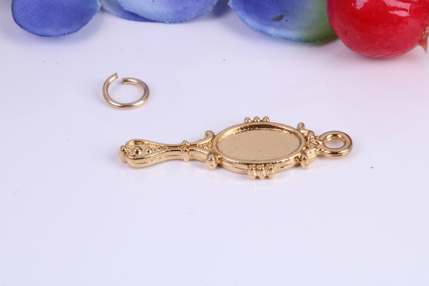 Vintage Mirror Charm, Traditional Charm, Made from Solid Cast Yellow Gold, British Hallmarked