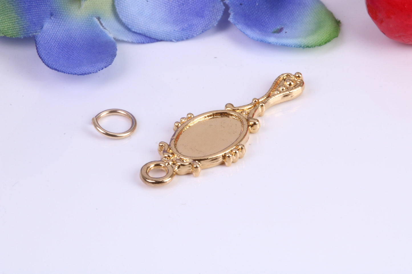 Vintage Mirror Charm, Traditional Charm, Made from Solid Cast Yellow Gold, British Hallmarked