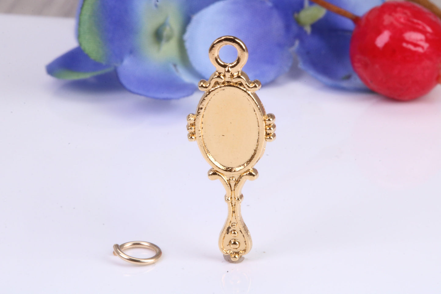 Vintage Mirror Charm, Traditional Charm, Made from Solid Cast Yellow Gold, British Hallmarked