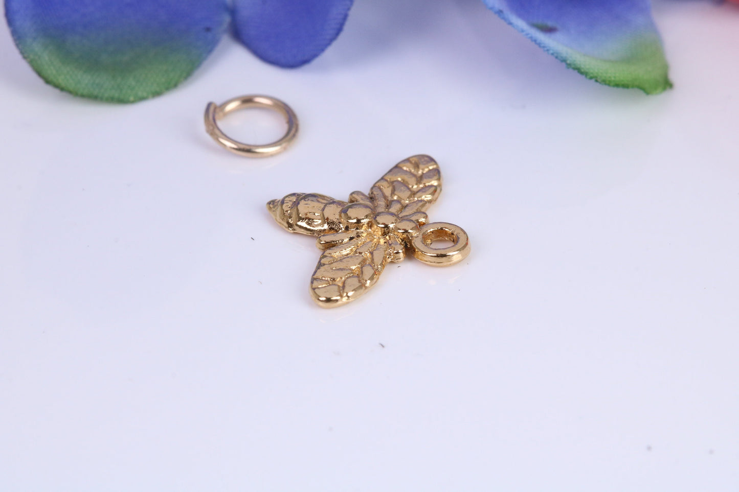 Bumble Bee Charm, Traditional Charm, Made from Solid Cast Yellow Gold, British Hallmarked