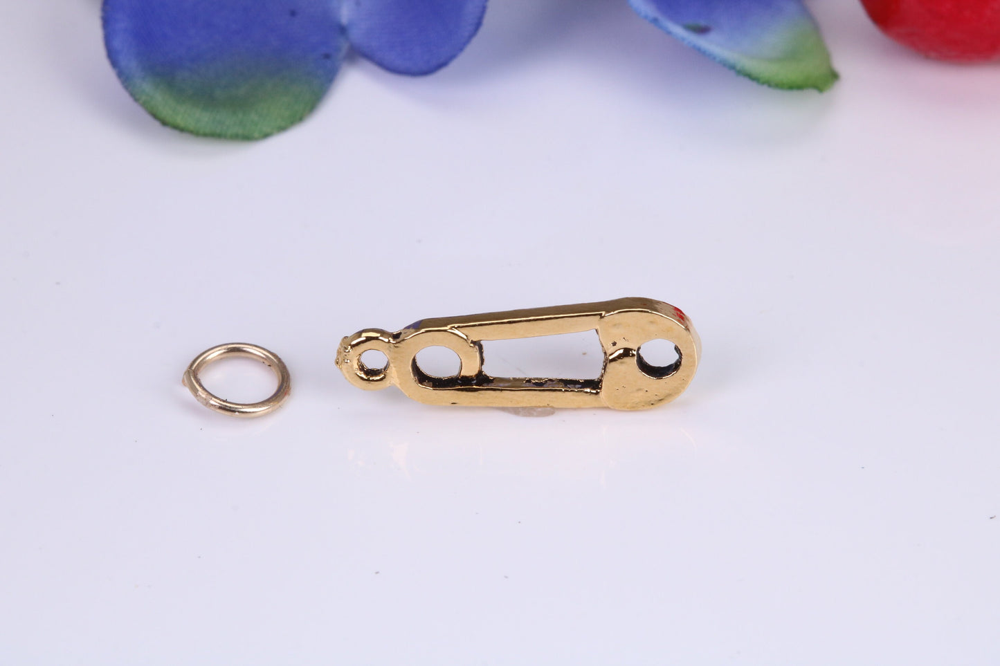 Safety Pin Charm, Traditional Charm, Made from Solid Cast Yellow Gold, British Hallmarked