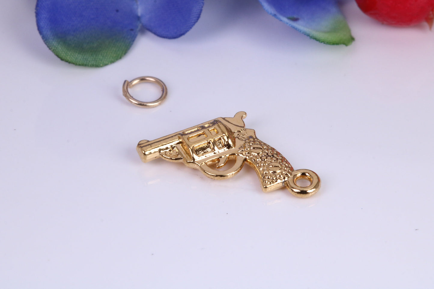 Revolver Charm, Traditional Charm, Made from Solid Cast Yellow Gold, British Hallmarked