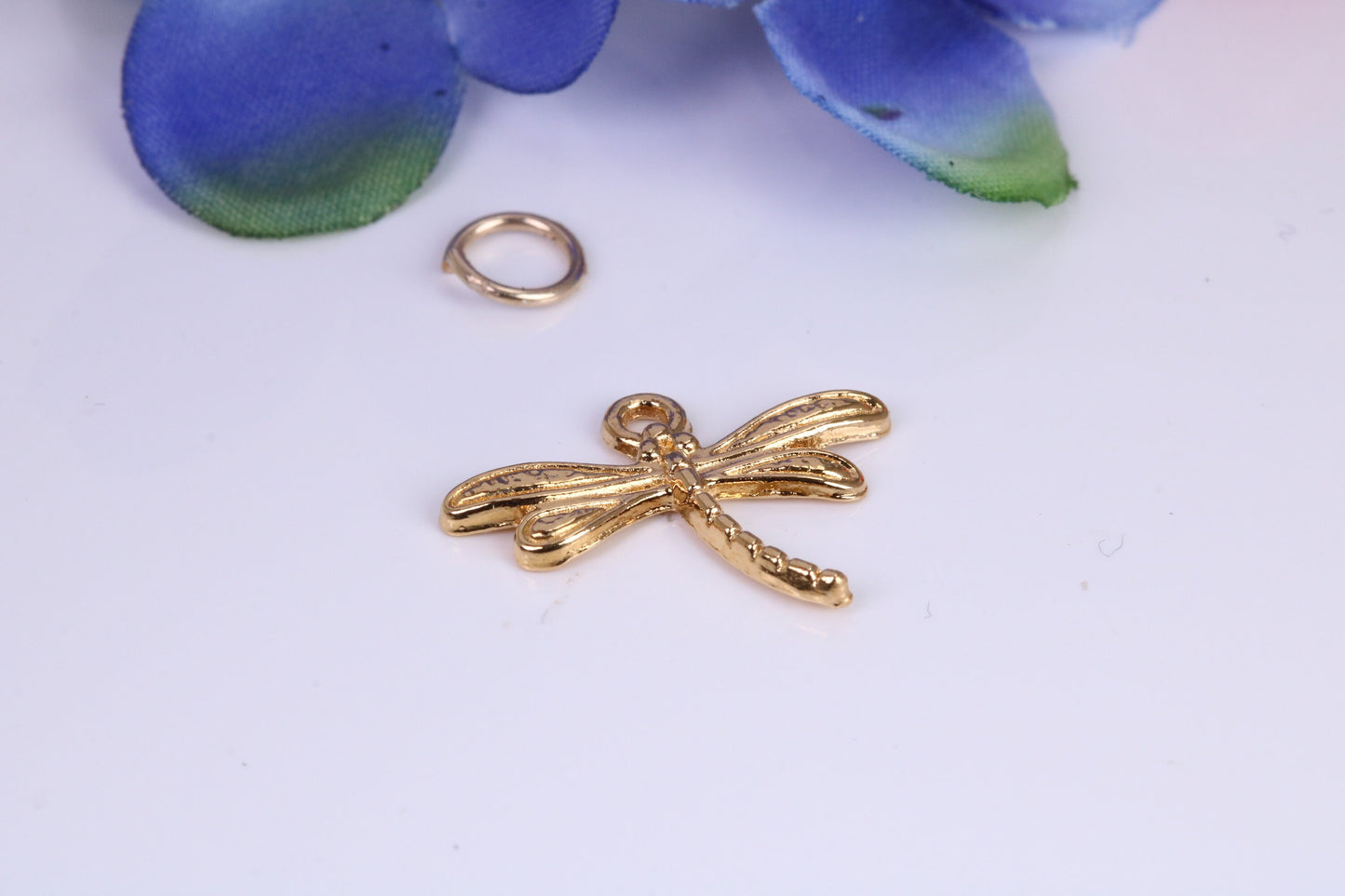 Dragonfly Charm, Traditional Charm, Made from Solid Cast Yellow Gold, British Hallmarked