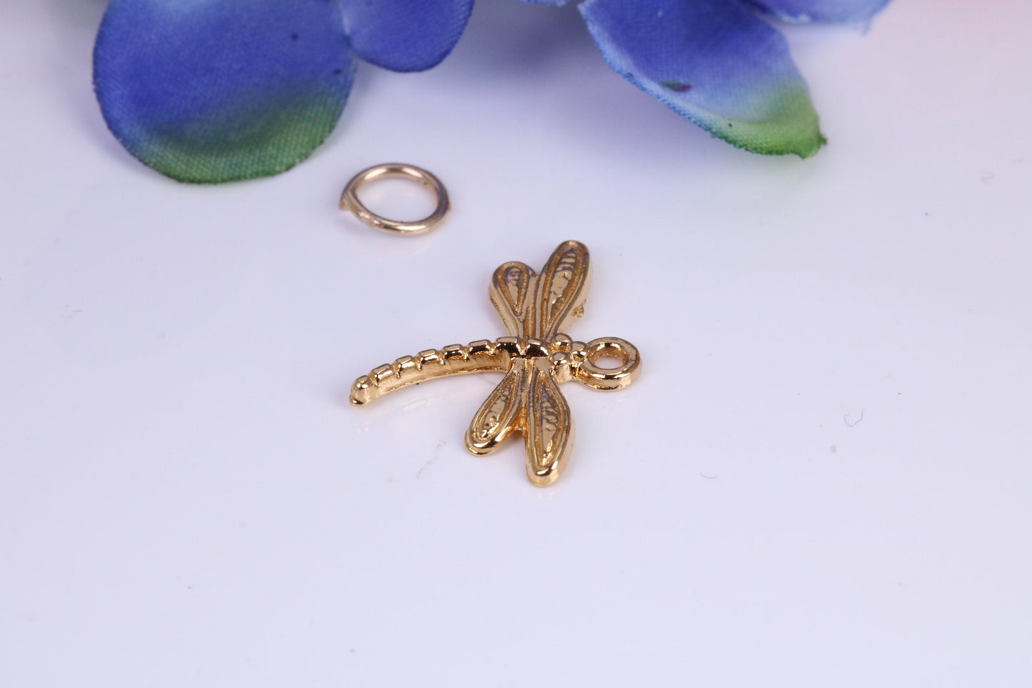 Dragonfly Charm, Traditional Charm, Made from Solid Cast Yellow Gold, British Hallmarked