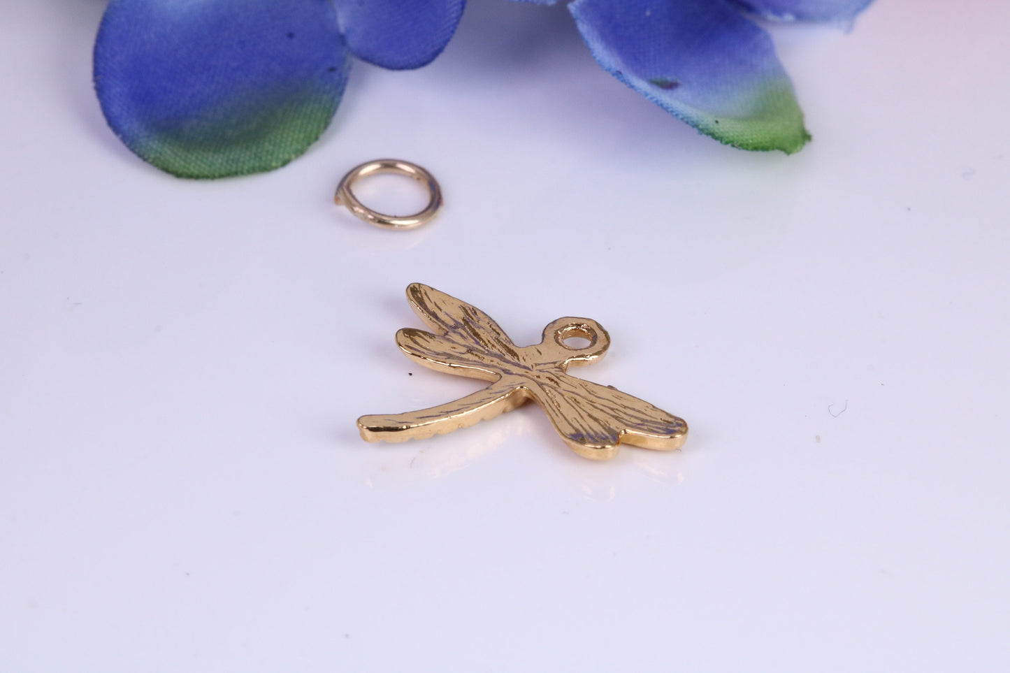 Dragonfly Charm, Traditional Charm, Made from Solid Cast Yellow Gold, British Hallmarked