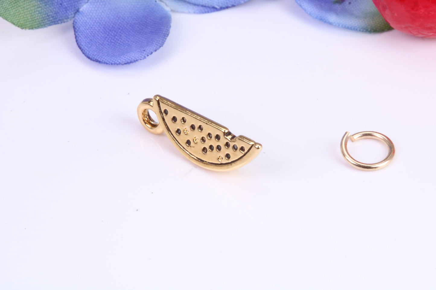 Slice of Melon Charm, Traditional Charm, Made from Solid Cast Yellow Gold, British Hallmarked