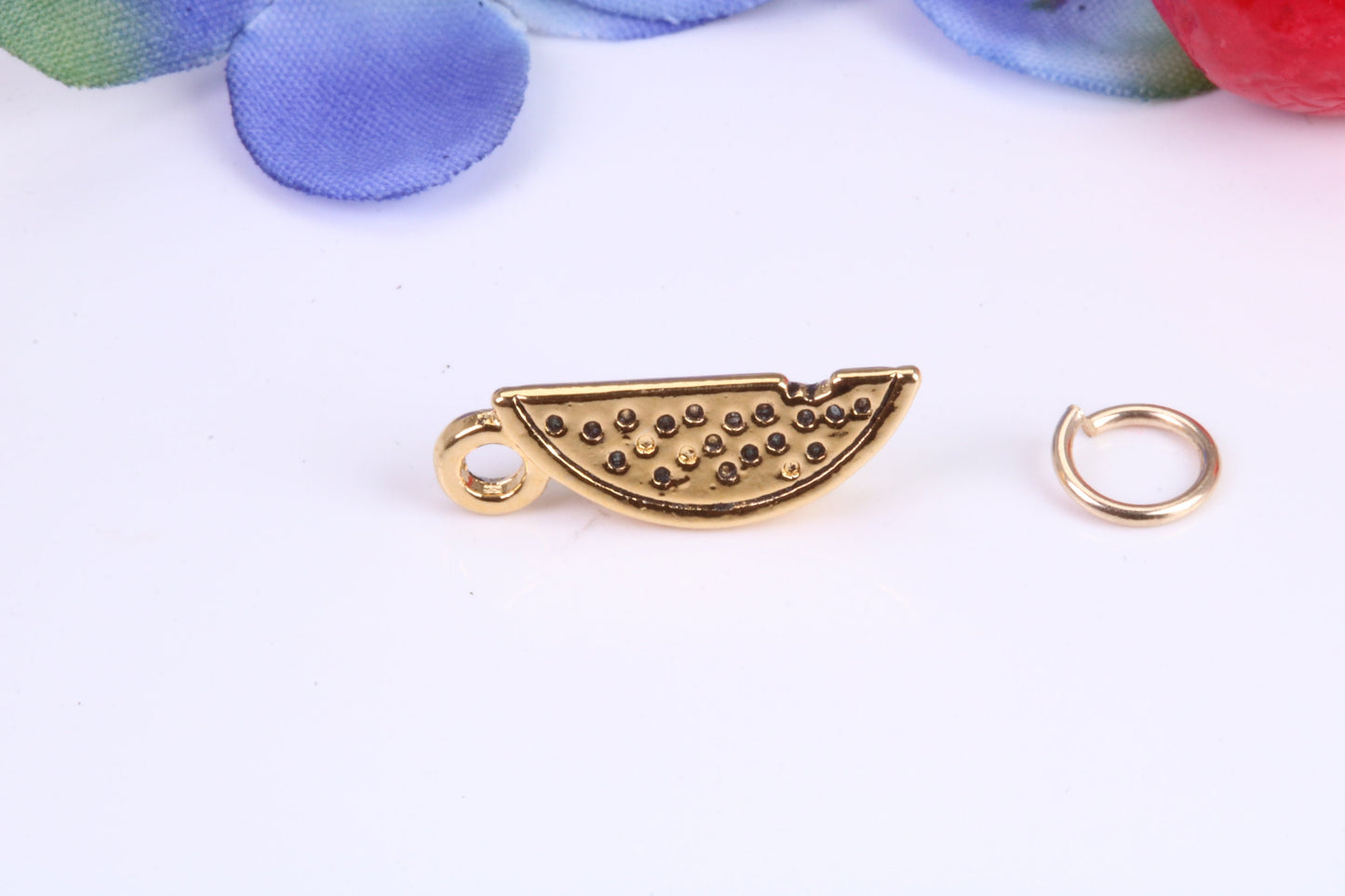Slice of Melon Charm, Traditional Charm, Made from Solid Cast Yellow Gold, British Hallmarked