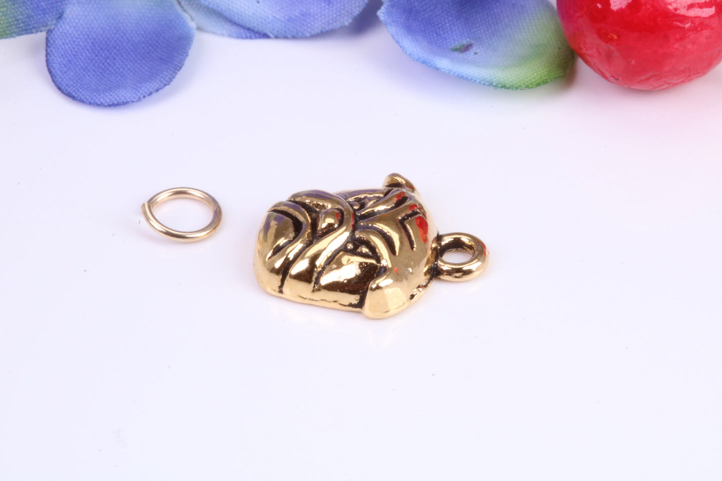 Bull Dog Charm, Traditional Charm, Made from Solid Cast Yellow Gold, British Hallmarked