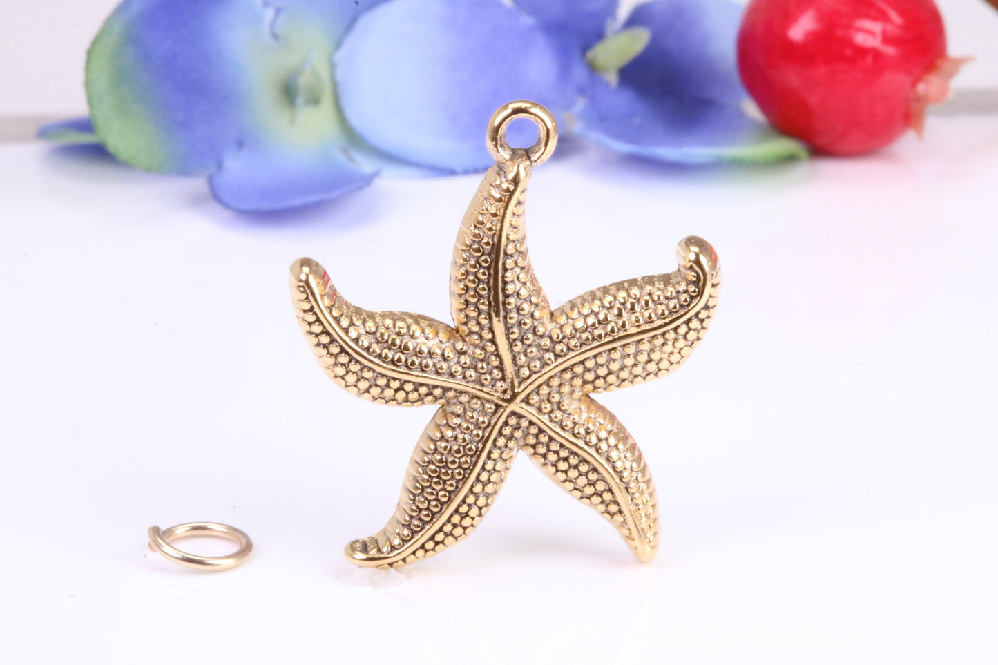 Star Fish Charm, Traditional Charm, Made from Solid Cast Yellow Gold, British Hallmarked