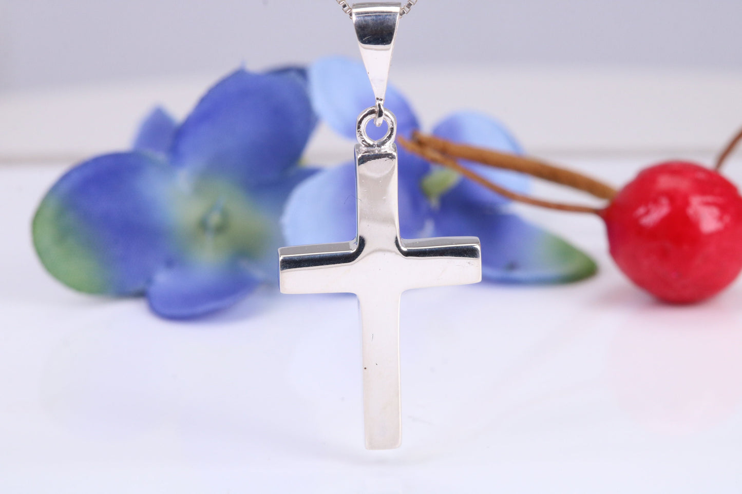 Sterling Silver Solid Chunky Cross Necklace, Made From Solid Cast Silver, Complete With Chain